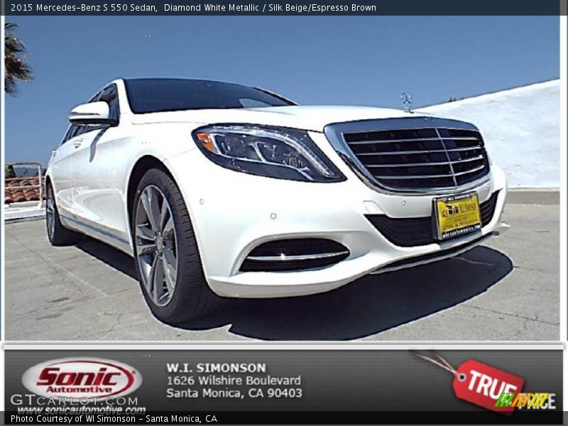 Diamond White Metallic / Silk Beige/Espresso Brown 2015 Mercedes-Benz S 550 Sedan