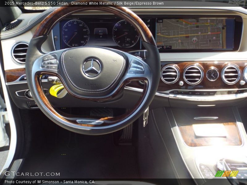 Diamond White Metallic / Silk Beige/Espresso Brown 2015 Mercedes-Benz S 550 Sedan