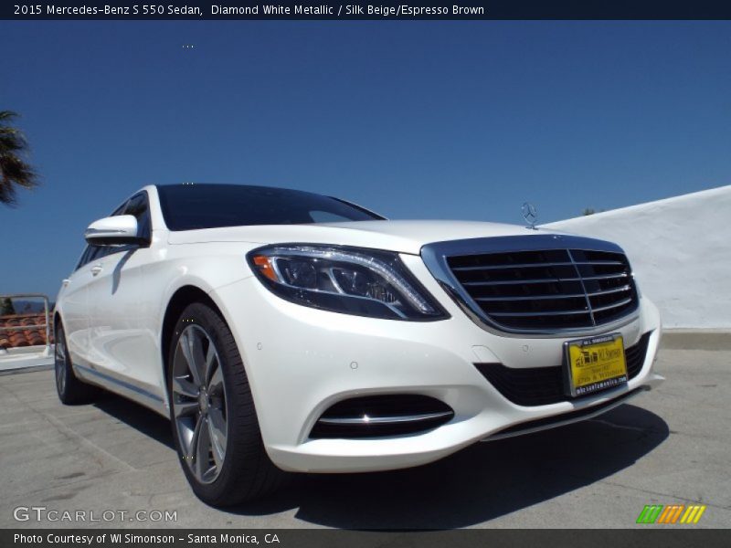 Diamond White Metallic / Silk Beige/Espresso Brown 2015 Mercedes-Benz S 550 Sedan