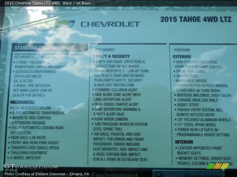 Black / Jet Black 2015 Chevrolet Tahoe LTZ 4WD