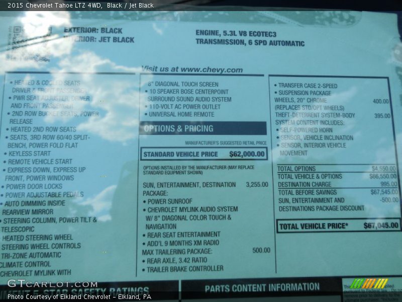 Black / Jet Black 2015 Chevrolet Tahoe LTZ 4WD