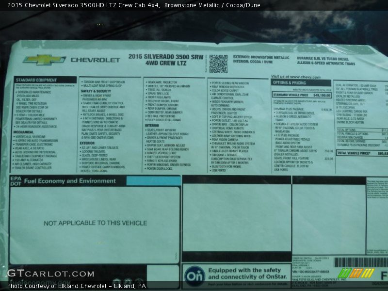  2015 Silverado 3500HD LTZ Crew Cab 4x4 Window Sticker