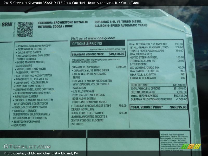 Brownstone Metallic / Cocoa/Dune 2015 Chevrolet Silverado 3500HD LTZ Crew Cab 4x4