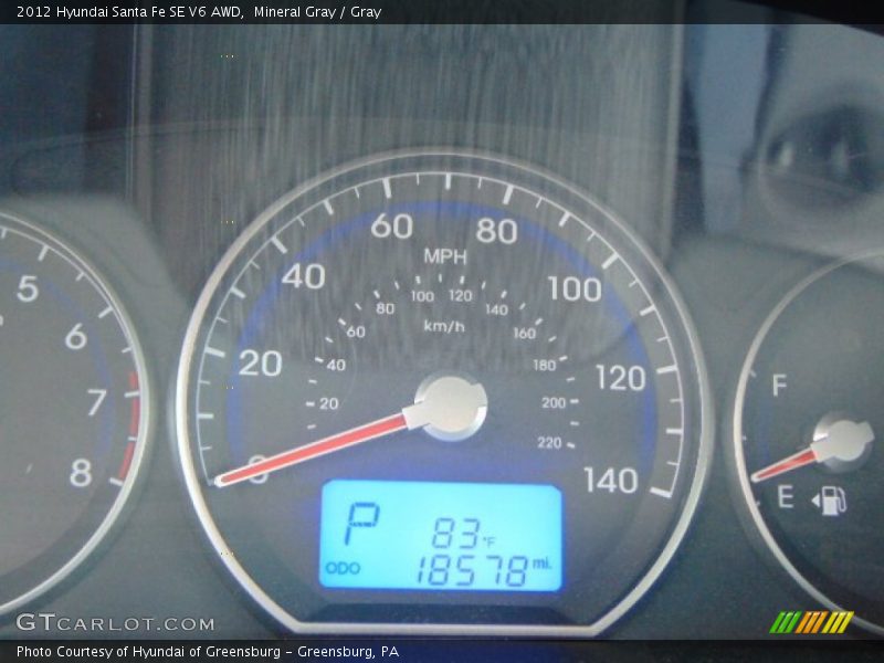 Mineral Gray / Gray 2012 Hyundai Santa Fe SE V6 AWD