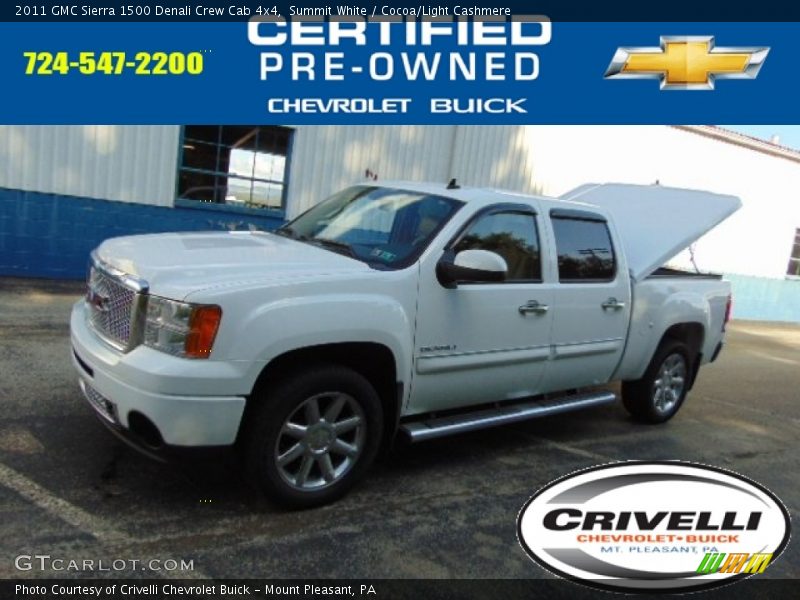 Summit White / Cocoa/Light Cashmere 2011 GMC Sierra 1500 Denali Crew Cab 4x4