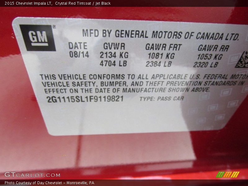 Crystal Red Tintcoat / Jet Black 2015 Chevrolet Impala LT