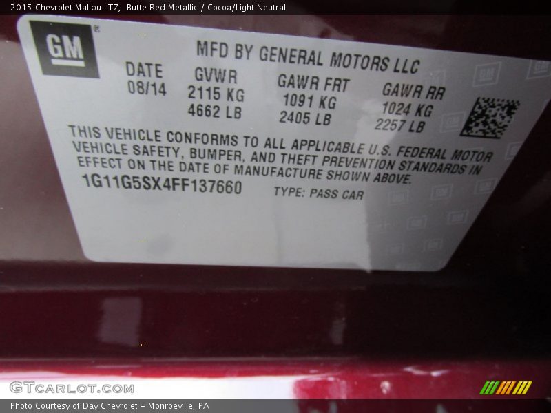 Butte Red Metallic / Cocoa/Light Neutral 2015 Chevrolet Malibu LTZ