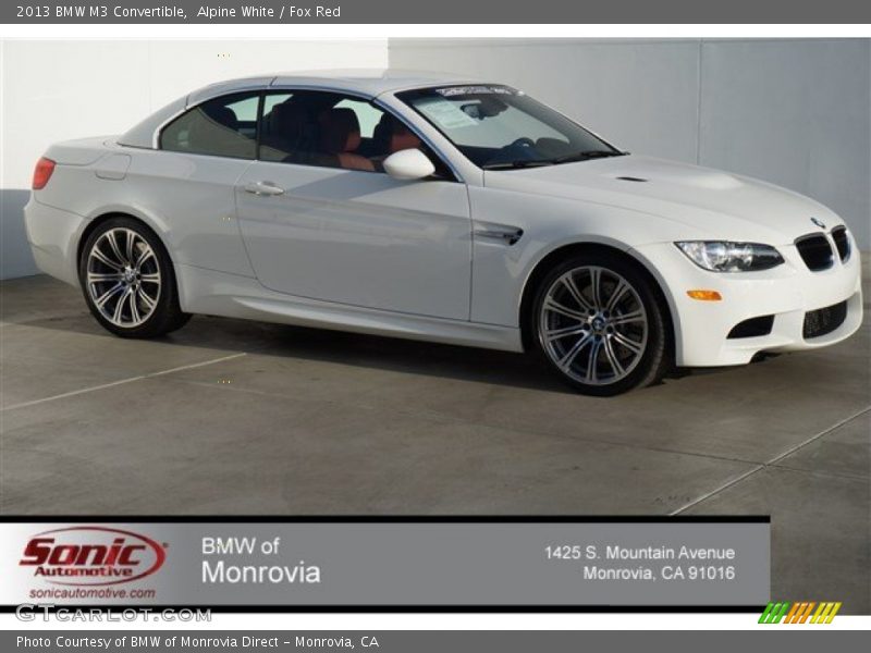 Alpine White / Fox Red 2013 BMW M3 Convertible