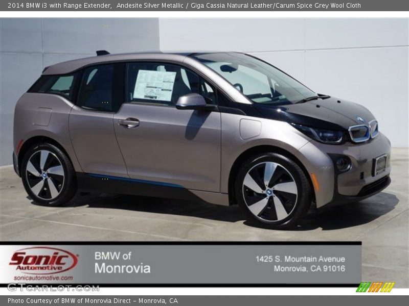 Andesite Silver Metallic / Giga Cassia Natural Leather/Carum Spice Grey Wool Cloth 2014 BMW i3 with Range Extender