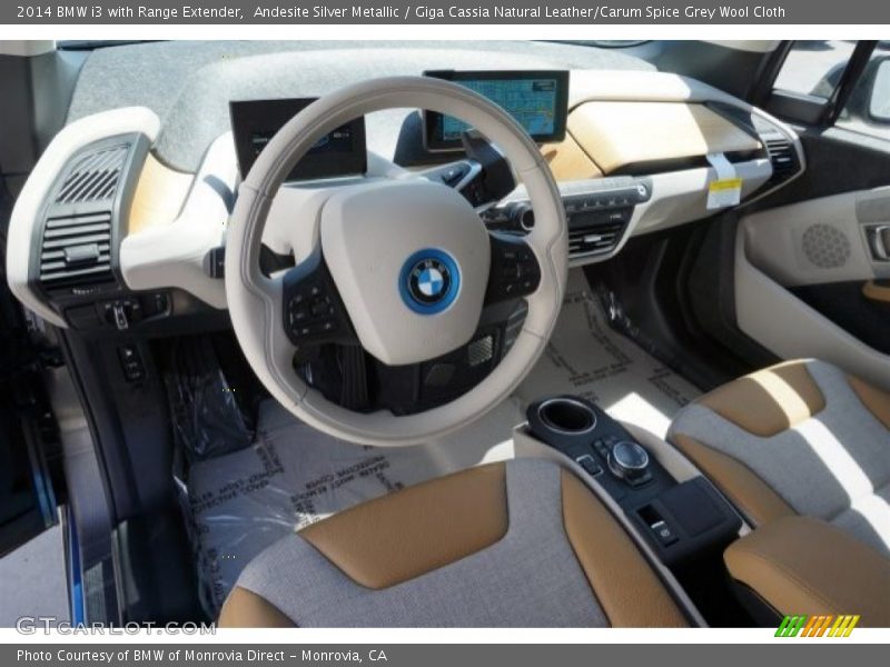  2014 i3 with Range Extender Giga Cassia Natural Leather/Carum Spice Grey Wool Cloth Interior