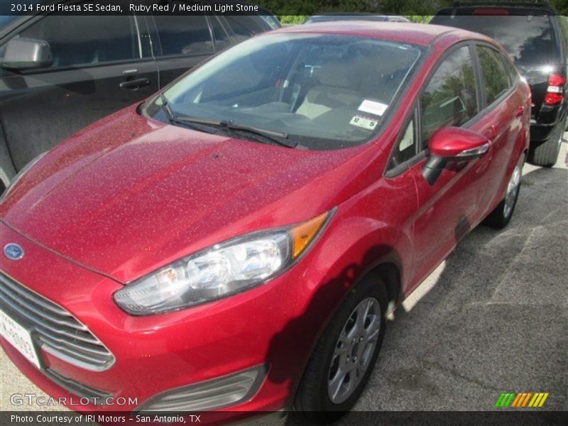 Ruby Red / Medium Light Stone 2014 Ford Fiesta SE Sedan