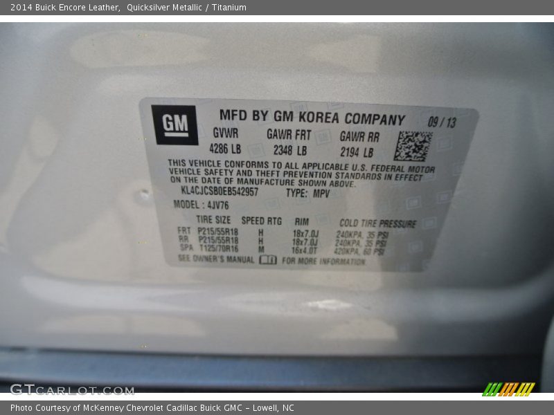Quicksilver Metallic / Titanium 2014 Buick Encore Leather