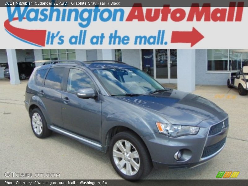 Graphite Gray Pearl / Black 2011 Mitsubishi Outlander SE AWD