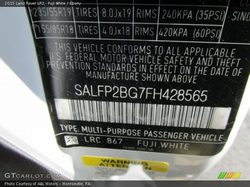 2015 LR2  Fuji White Color Code 867