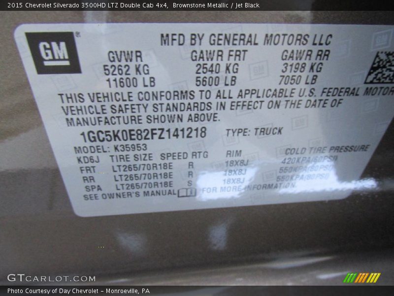 Brownstone Metallic / Jet Black 2015 Chevrolet Silverado 3500HD LTZ Double Cab 4x4