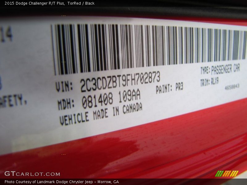 2015 Challenger R/T Plus TorRed Color Code PR3