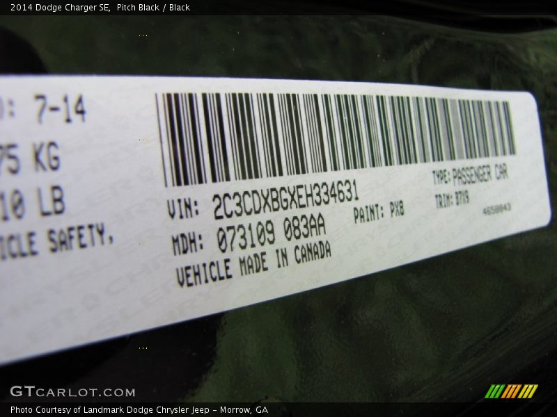 Pitch Black / Black 2014 Dodge Charger SE