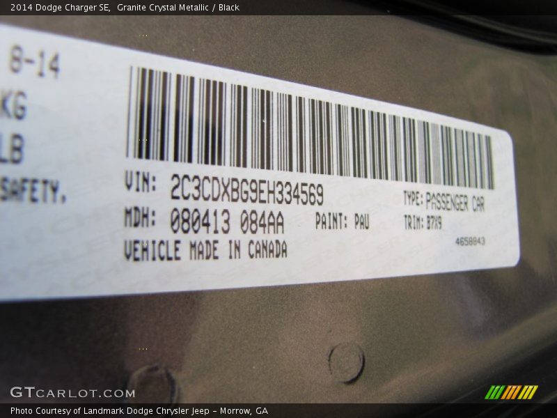 Granite Crystal Metallic / Black 2014 Dodge Charger SE