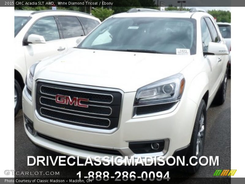 White Diamond Tricoat / Ebony 2015 GMC Acadia SLT AWD