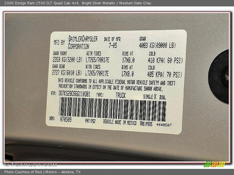 Bright Silver Metallic / Medium Slate Gray 2006 Dodge Ram 2500 SLT Quad Cab 4x4