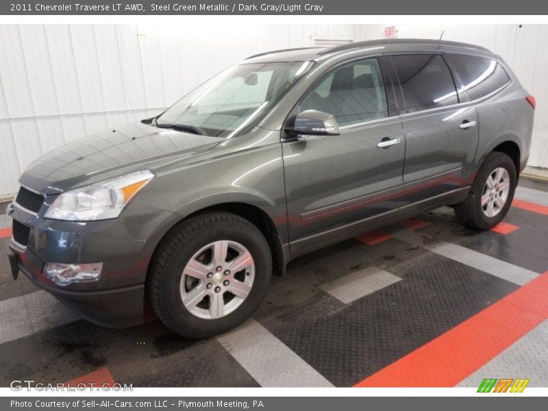 Steel Green Metallic / Dark Gray/Light Gray 2011 Chevrolet Traverse LT AWD