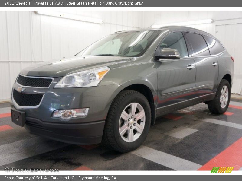 Steel Green Metallic / Dark Gray/Light Gray 2011 Chevrolet Traverse LT AWD