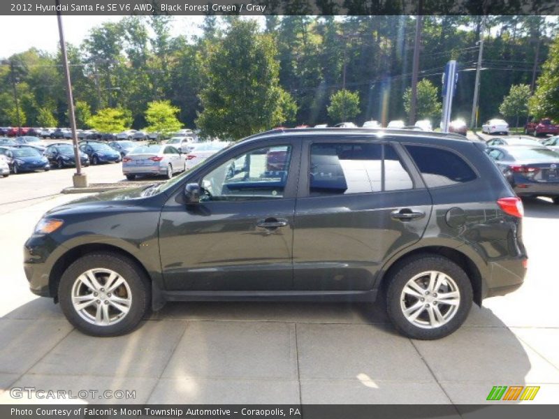 Black Forest Green / Gray 2012 Hyundai Santa Fe SE V6 AWD