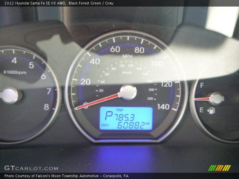 Black Forest Green / Gray 2012 Hyundai Santa Fe SE V6 AWD