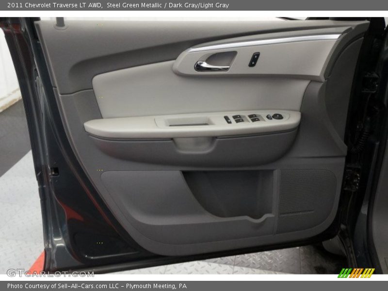 Steel Green Metallic / Dark Gray/Light Gray 2011 Chevrolet Traverse LT AWD