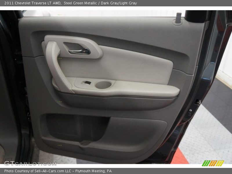 Steel Green Metallic / Dark Gray/Light Gray 2011 Chevrolet Traverse LT AWD