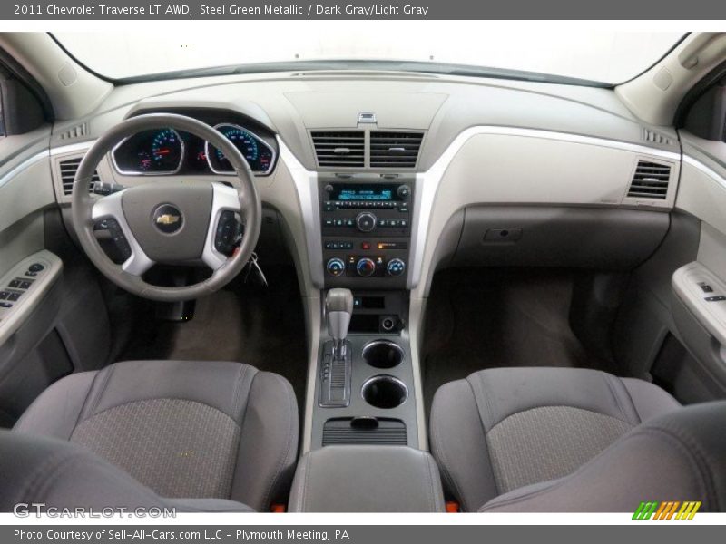 Steel Green Metallic / Dark Gray/Light Gray 2011 Chevrolet Traverse LT AWD
