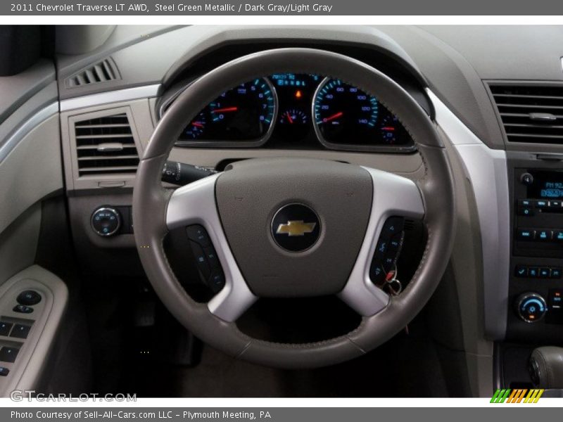 Steel Green Metallic / Dark Gray/Light Gray 2011 Chevrolet Traverse LT AWD