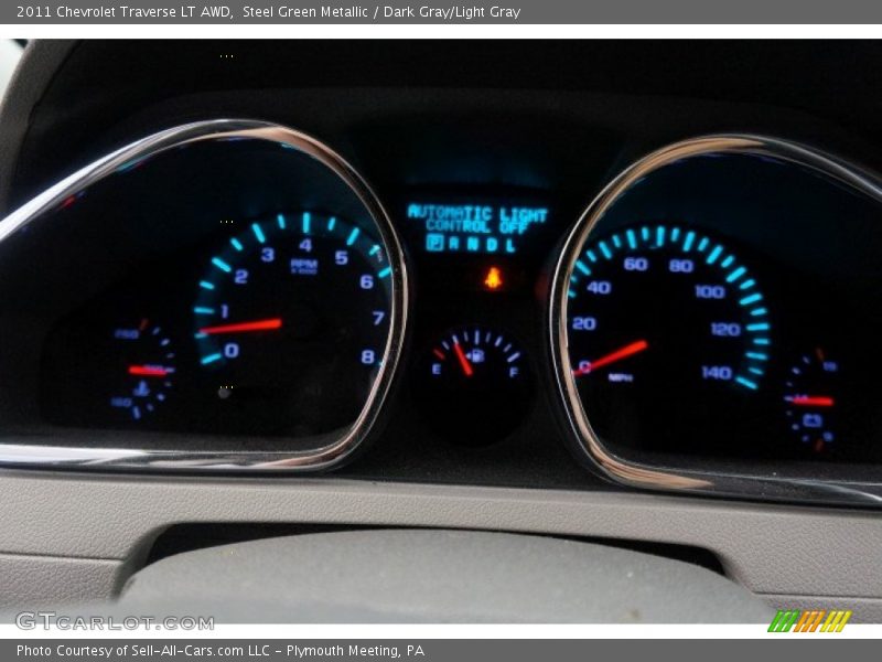 Steel Green Metallic / Dark Gray/Light Gray 2011 Chevrolet Traverse LT AWD