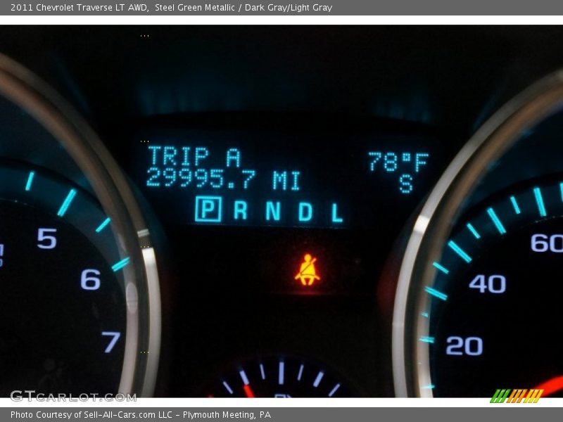 Steel Green Metallic / Dark Gray/Light Gray 2011 Chevrolet Traverse LT AWD