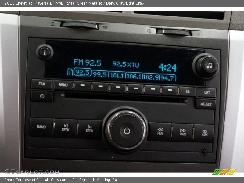 Steel Green Metallic / Dark Gray/Light Gray 2011 Chevrolet Traverse LT AWD