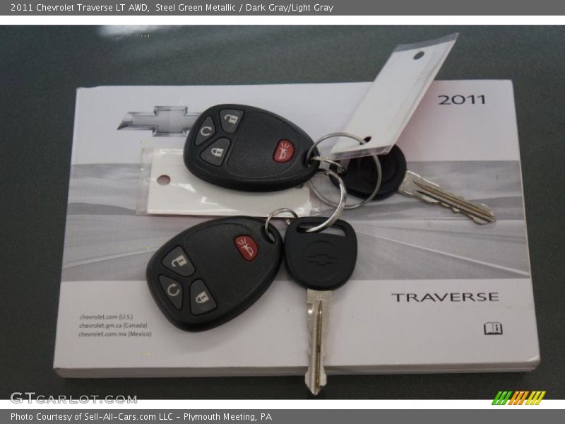 Steel Green Metallic / Dark Gray/Light Gray 2011 Chevrolet Traverse LT AWD