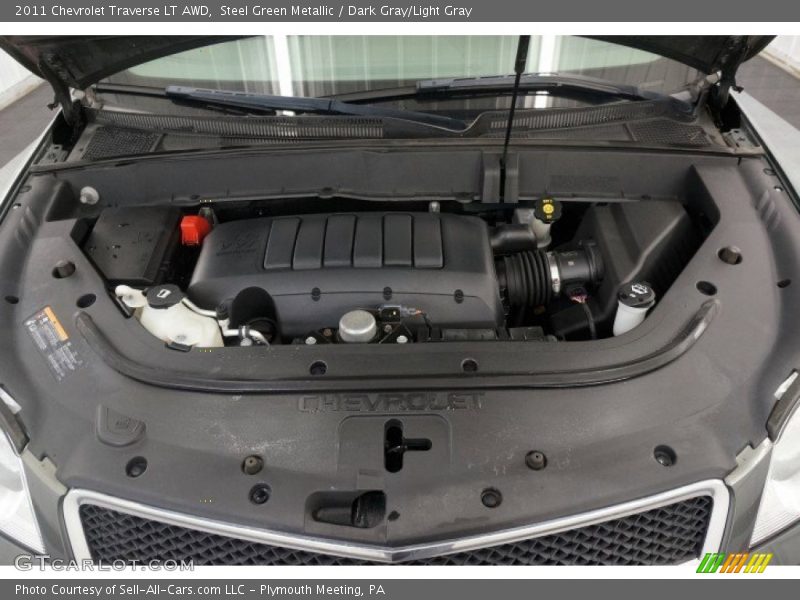 Steel Green Metallic / Dark Gray/Light Gray 2011 Chevrolet Traverse LT AWD