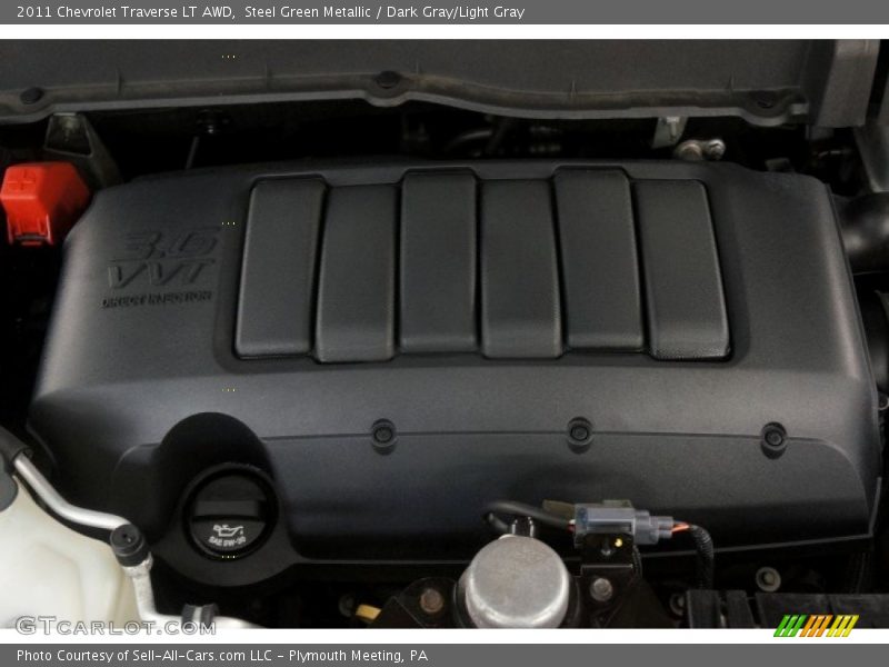 Steel Green Metallic / Dark Gray/Light Gray 2011 Chevrolet Traverse LT AWD