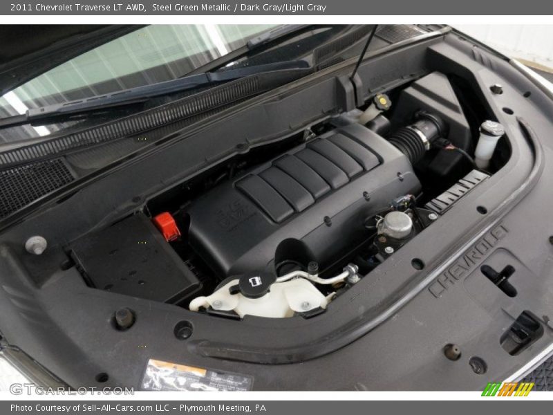 Steel Green Metallic / Dark Gray/Light Gray 2011 Chevrolet Traverse LT AWD