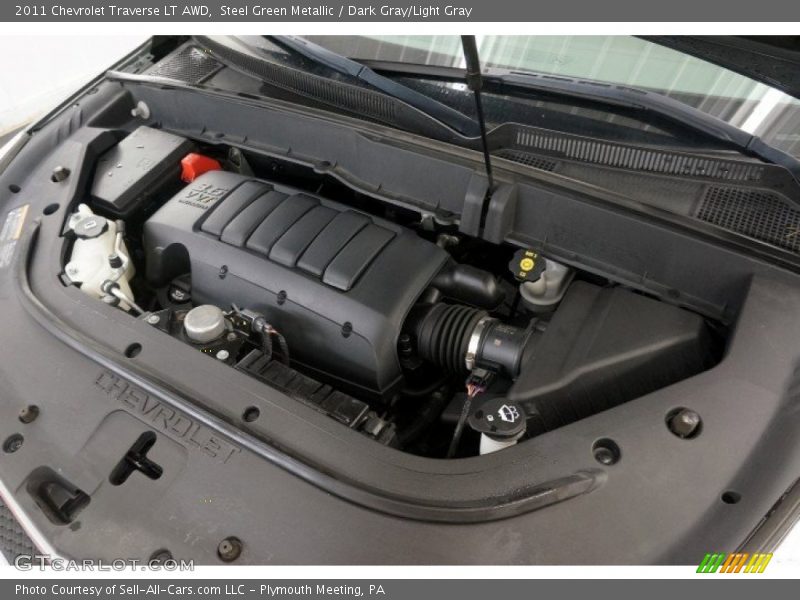 Steel Green Metallic / Dark Gray/Light Gray 2011 Chevrolet Traverse LT AWD