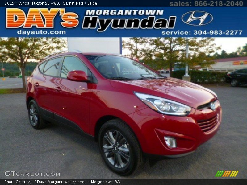 Garnet Red / Beige 2015 Hyundai Tucson SE AWD