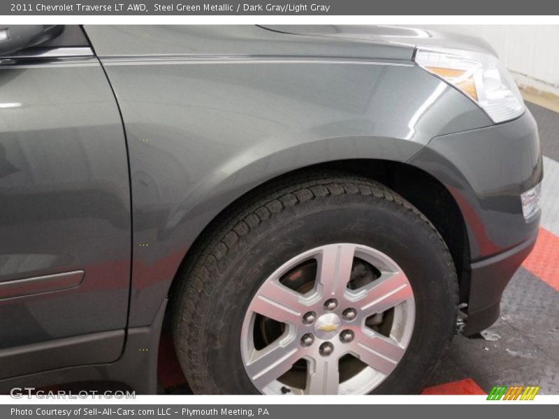 Steel Green Metallic / Dark Gray/Light Gray 2011 Chevrolet Traverse LT AWD