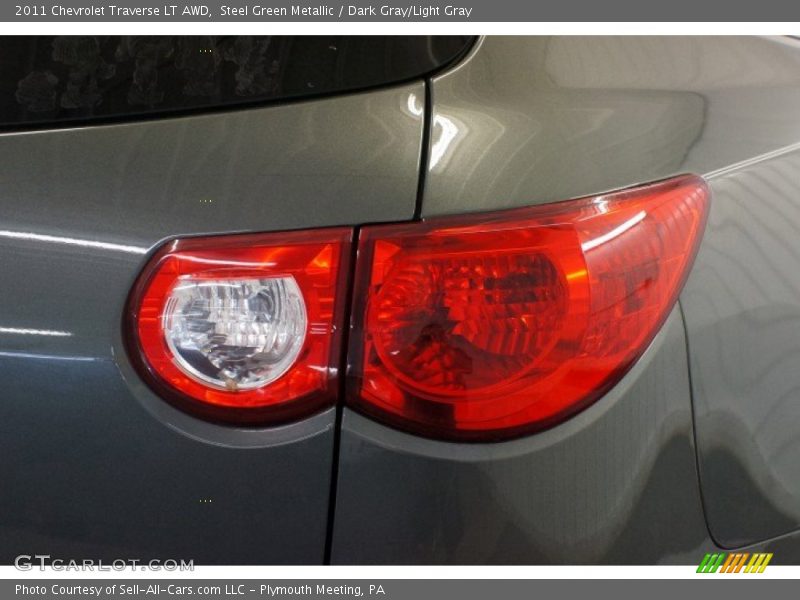 Steel Green Metallic / Dark Gray/Light Gray 2011 Chevrolet Traverse LT AWD
