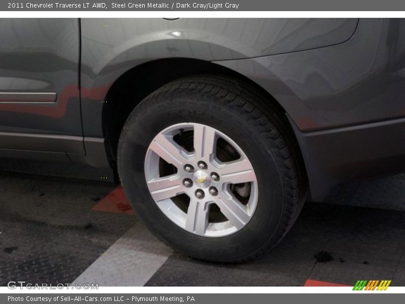 Steel Green Metallic / Dark Gray/Light Gray 2011 Chevrolet Traverse LT AWD