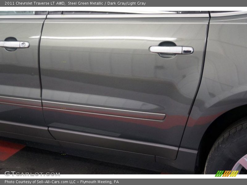 Steel Green Metallic / Dark Gray/Light Gray 2011 Chevrolet Traverse LT AWD