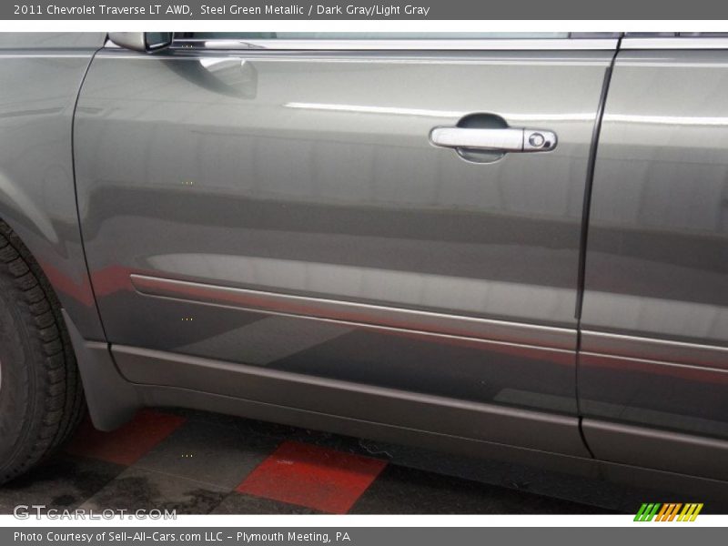 Steel Green Metallic / Dark Gray/Light Gray 2011 Chevrolet Traverse LT AWD