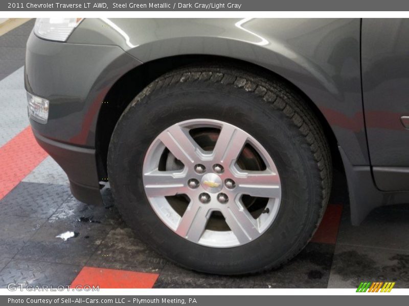 Steel Green Metallic / Dark Gray/Light Gray 2011 Chevrolet Traverse LT AWD