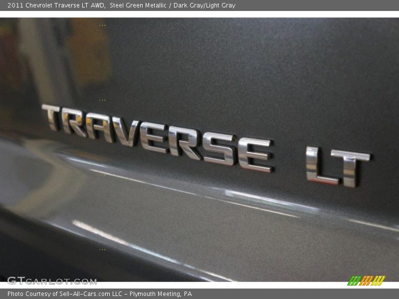 Steel Green Metallic / Dark Gray/Light Gray 2011 Chevrolet Traverse LT AWD