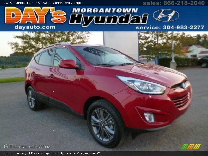 Garnet Red / Beige 2015 Hyundai Tucson SE AWD