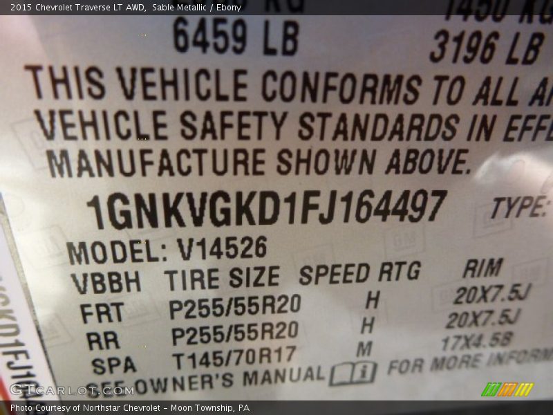 Sable Metallic / Ebony 2015 Chevrolet Traverse LT AWD